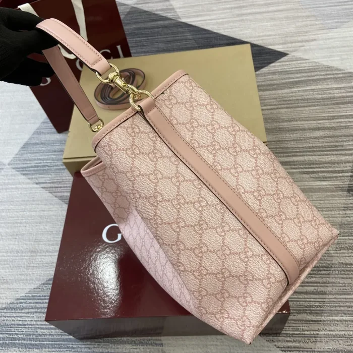 Gucci Women GG Emblem Mini Bucket Bag-Light Pink 815118FAD6L8459