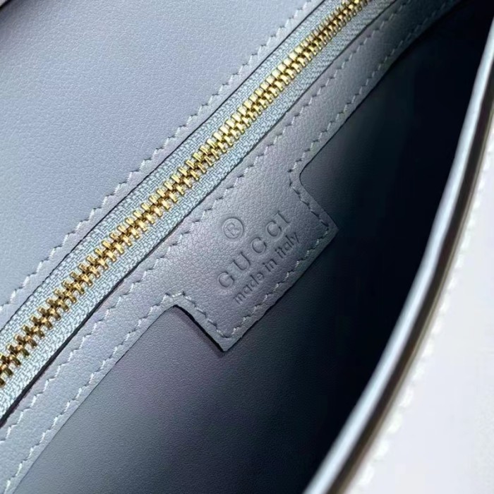 Gucci Women GG Blondie Mini Bag Light Blue Leather Round Interlocking G