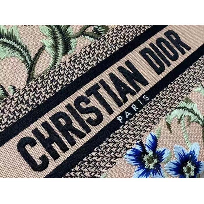 Dior Women CD Medium Lady D-Lite Bag Multicolor Raffia Embroidered Petites Fleurs