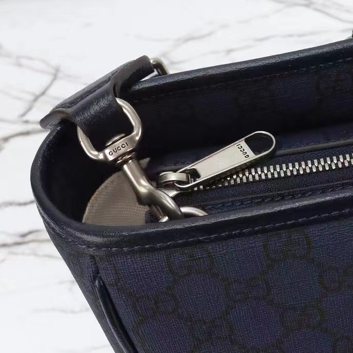 Gucci GG Unisex Ophidia Medium Tote Bag Blue Black GG Supreme Tender Canvas