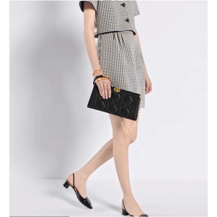 Dior Women CD Dior Caro Colle Noire Clutch Chain Black Cannage Lambskin