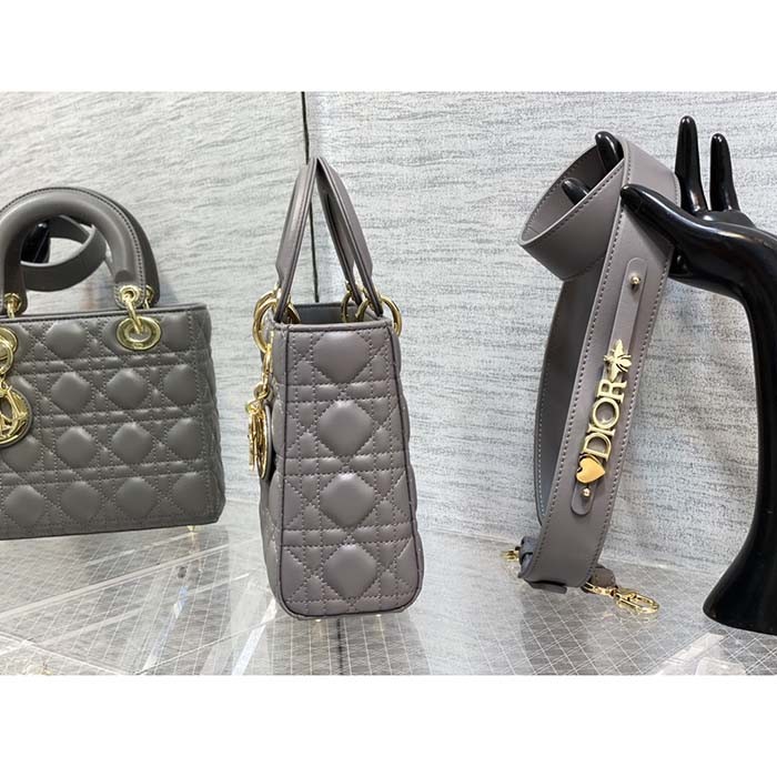 Dior Women CD Small Lady Dior My ABCDior Bag Warm Taupe Cannage Lambskin