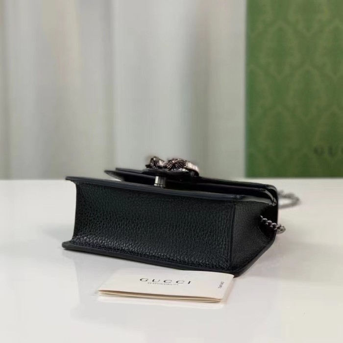Gucci GG Women Dionysus Mini Top Handle Bag Black Crystal Hardware Tiger Head Closure