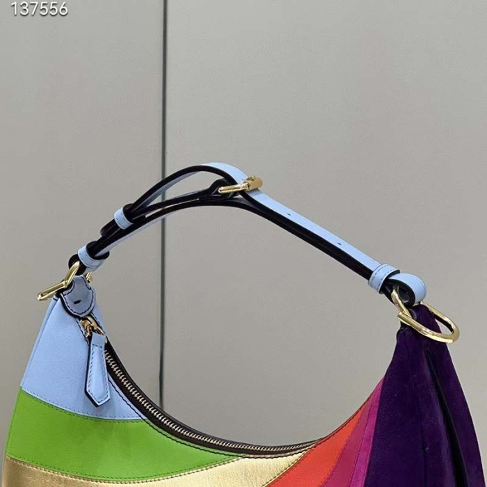 Fendi Women FF Fendigraphy Small Leather Bag Multicolor Inlay