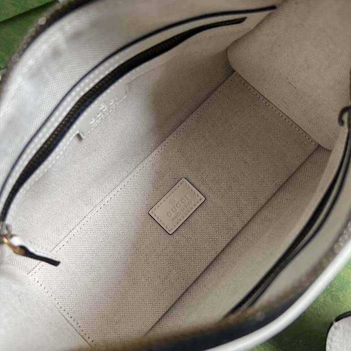 Gucci Unisex GG Mini Canvas Top Handle Bag Double G White Black Original GG Canvas