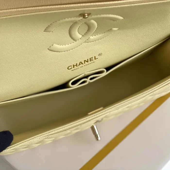 Chanel Women Small Classic Handbag Grained Shiny Calfskin Gold-Tone Metal-YellowChanel Women Medium Classic Handbag Grained Shiny Calfskin Gold-Tone Metal-Yellow