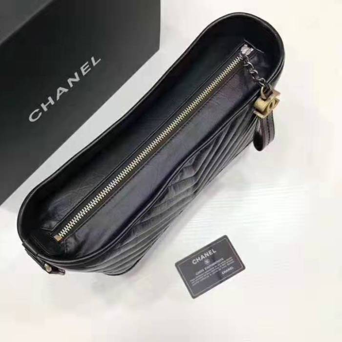 Chanel Women Chanel's Gabrielle Large Hobo Bag in Aged Calfskin Leather-Black