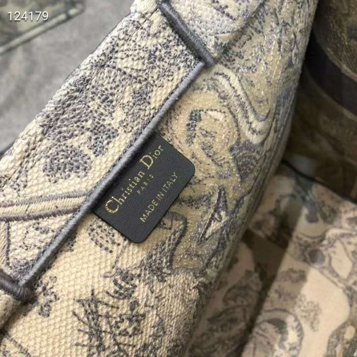 Dior Women Small Dioriviera Dior Book Tote Gray Toile De Jouy Embroidery