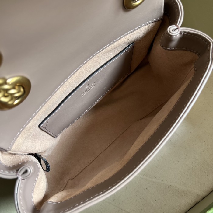 Gucci Women GG Marmont Matelassé Mini Shoulder Bag Pink Matelassé Chevron Leather