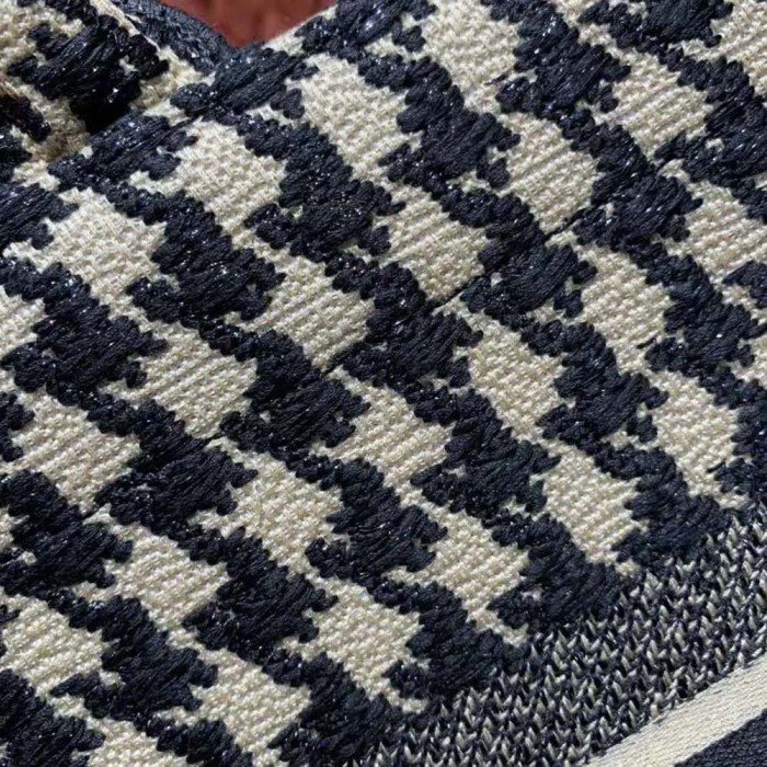 Dior Women Small Dior Book Tote Black Houndstooth Embroidery