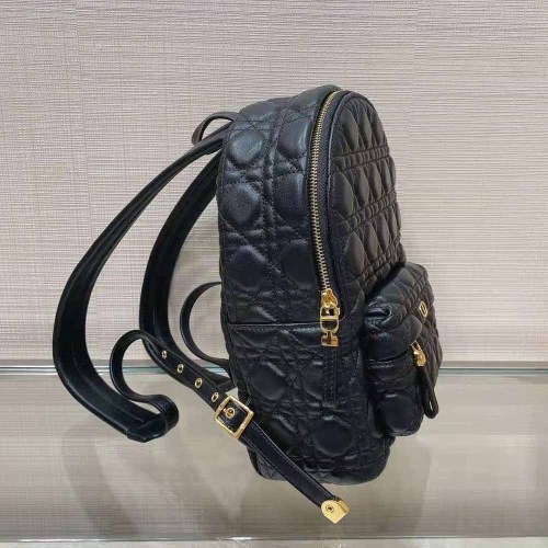 Dior Women Small Dior Backpack Black Cannage Lambskin