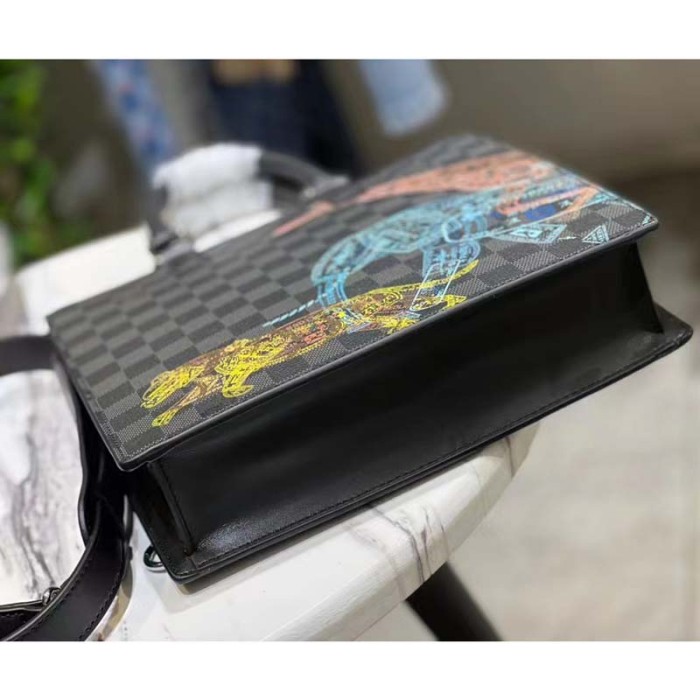 Louis Vuitton LV Unisex Sac Plat Cross Damier Graphite Coated Canvas