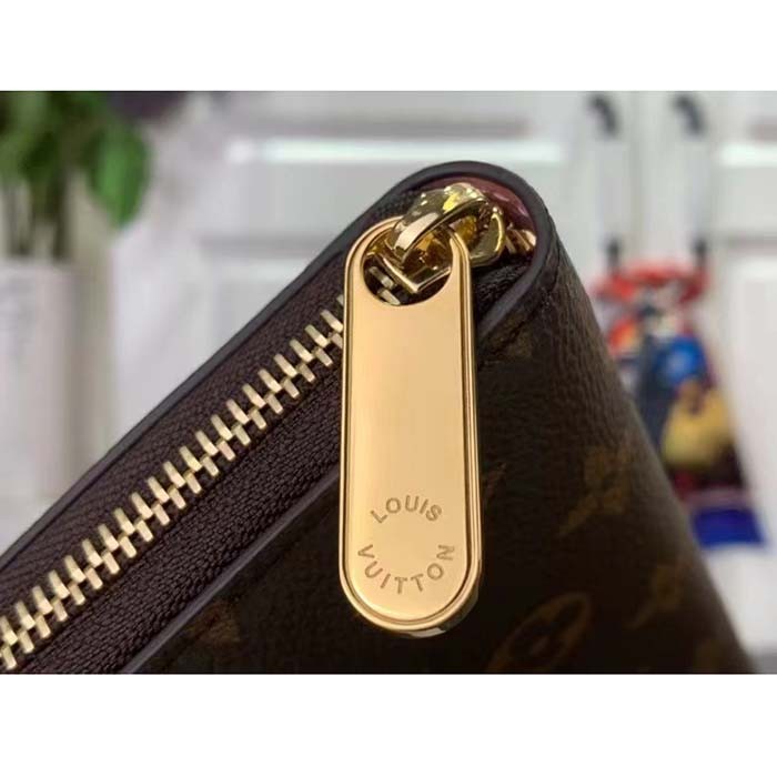 Louis Vuitton LV Unisex Zippy Wallet Pink Monogram Coated Canvas Grained Cowhide Leather