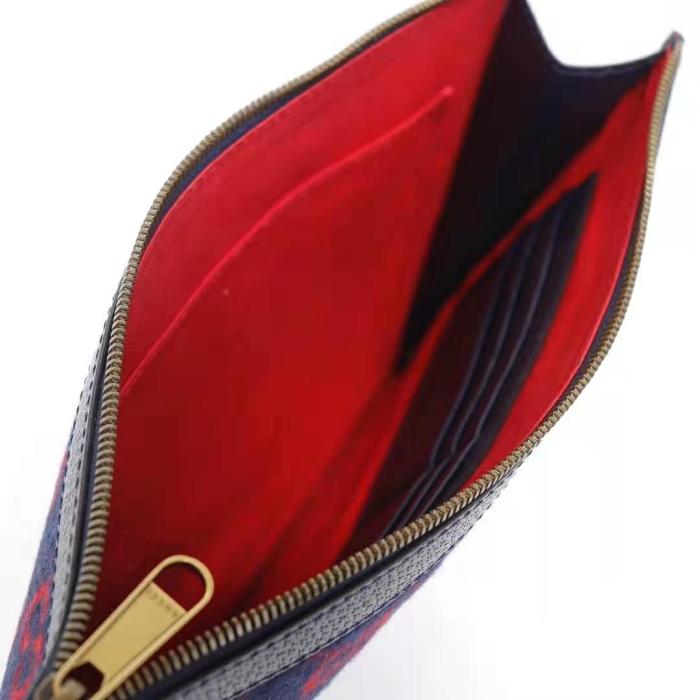 Gucci GG Unisex GG Wool Pouch in Blue and Red GG Wool