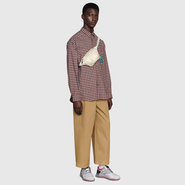 Gucci Unisex GG Embossed Belt Bag White Tonal Leather