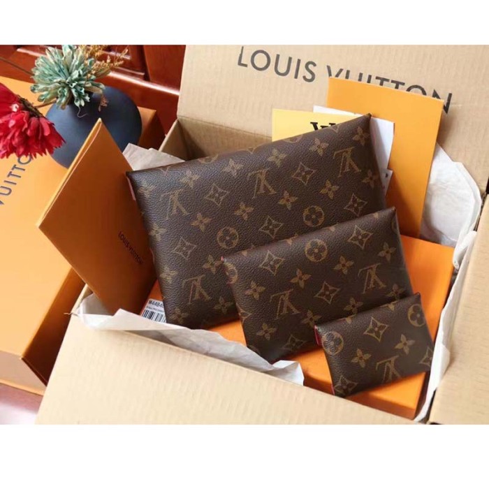 Louis Vuitton LV Unisex Kirigami Pochette Brown Monogram Coated Canvas Cowhide Leather