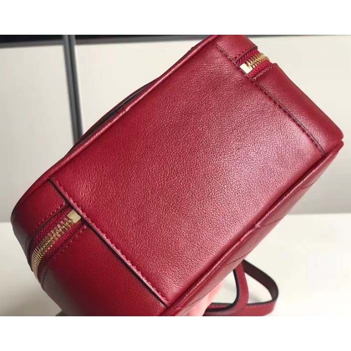 Gucci Women GG Blondie Top Handle Bag Red Leather Round Interlocking G