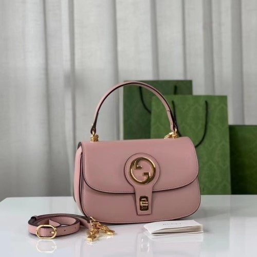 Gucci Women GG Blondie Top-Handle Bag Light Pink Leather Round Interlocking G