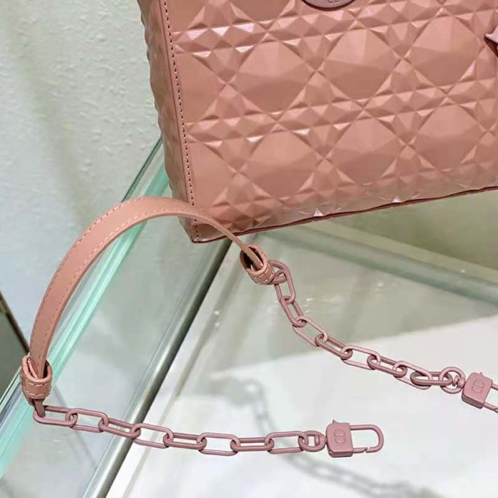 Dior Women Lady D-Joy Bag Rose Des Vents Cannage Calfskin with Diamond Motif