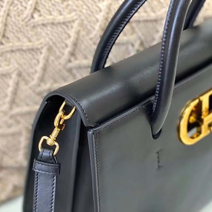 Dior Women Large ST Honore Tote Black Box Calfskin