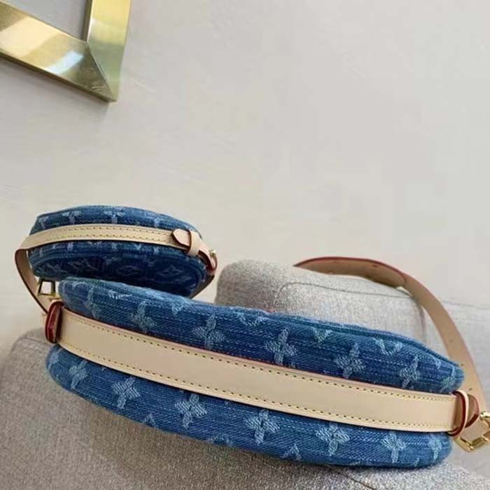 Louis Vuitton LV Unisex Croissant MM Denim Blue GOTS Certified Cotton Monogram Denim