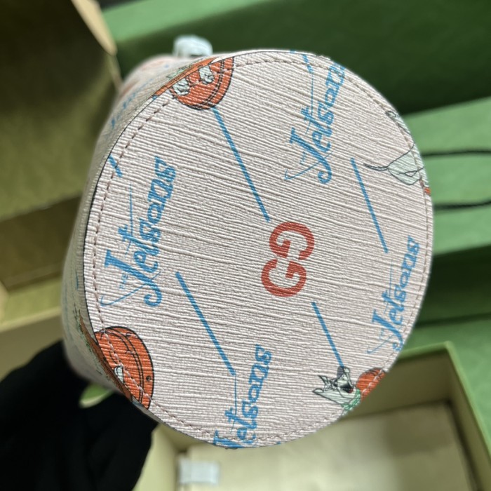 Gucci Children's Printed Bucket Bag GG The Jetsons Print Pink Supreme Canvas