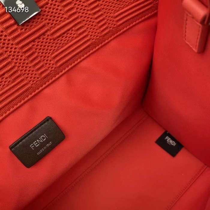 Fendi Women Sunshine Medium Red FF Fabric Shopper