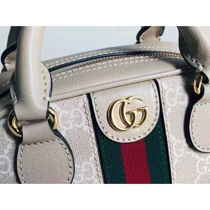 Gucci GG Unisex Ophidia Mini GG Top Handle Bag Beige White Supreme Canvas