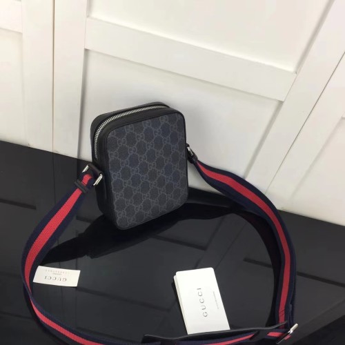 Gucci GG Unisex Black Messenger Black Grey GG Supreme Canvas Blue Red Web