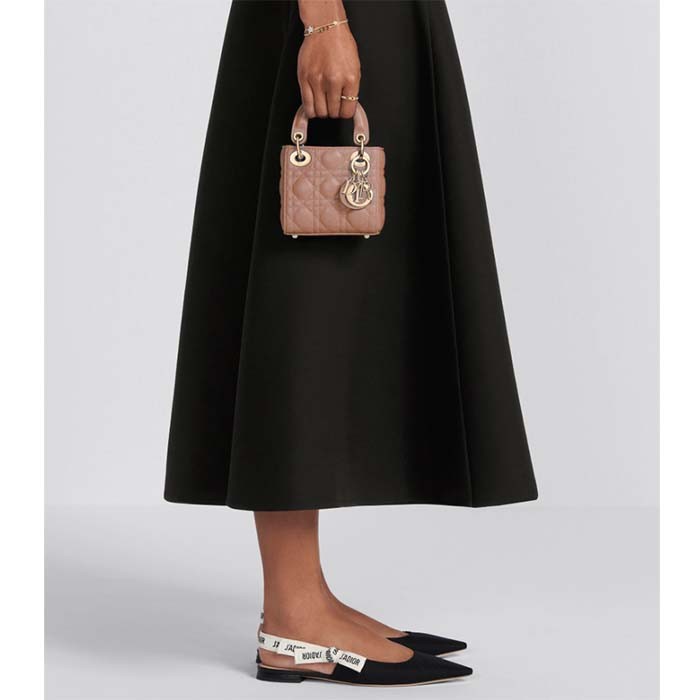 Dior Women CD Lady Dior Micro Bag Rose Des Vents Cannage Lambskin
