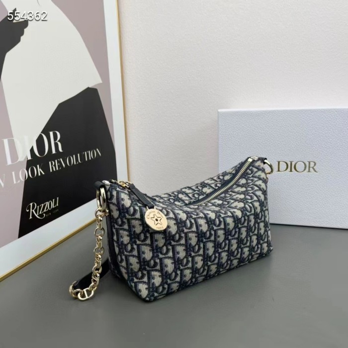 Dior Women CD Diorstar Hobo Bag Chain Blue Dior Oblique Jacquard Reference: S3202UTZQ_M928
