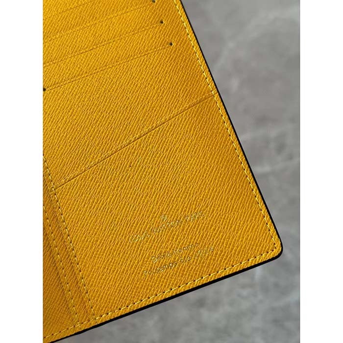 Louis Vuitton LV Unisex Brazza Wallet Yellow Damier Pop Coated Canvas Natural Cowhide-Leather