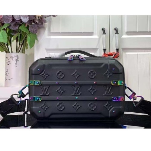 Louis Vuitton LV Unisex Future Trunk Black Calf Leather Double Zip Closure