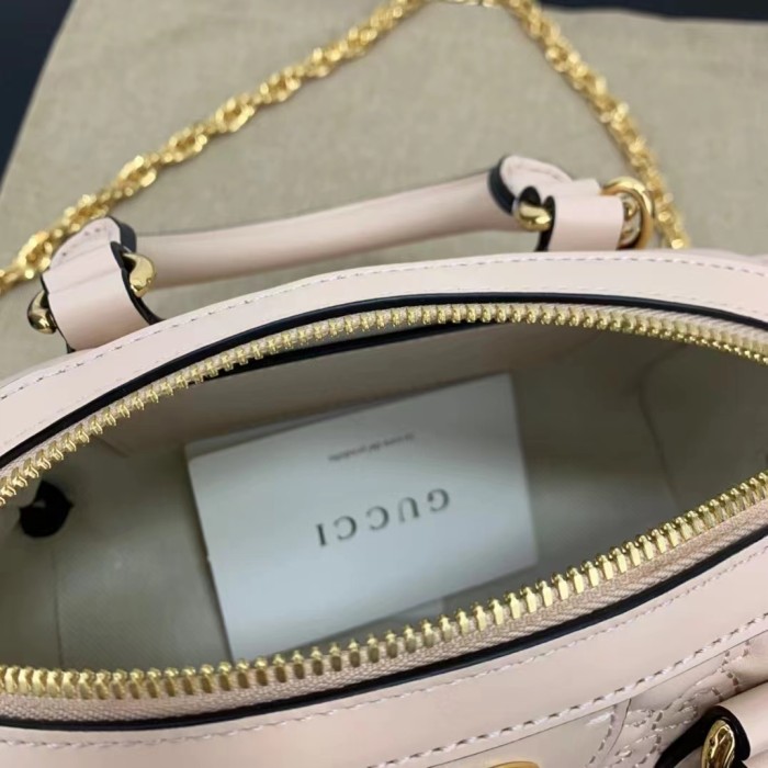 Gucci Women Matelassé Leather Top Handle Bag Beige GG Matelassé Leather Double G