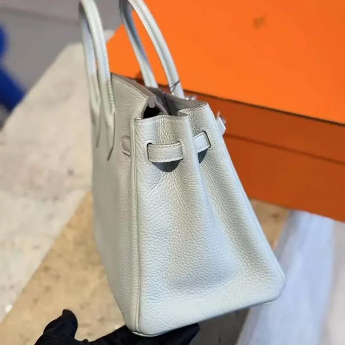 Hermes Birkin 25 Bag in Epsom Leather with Silver Hardware-Bleu Glacier