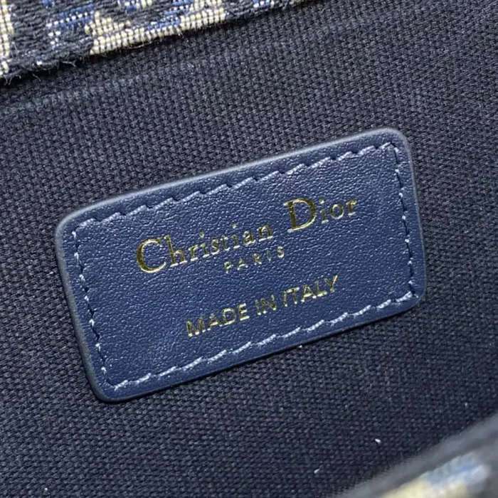 Dior Women 30 Montaigne East-West Bag with Chain Blue Dior Oblique Jacquard and Smooth Calfskin