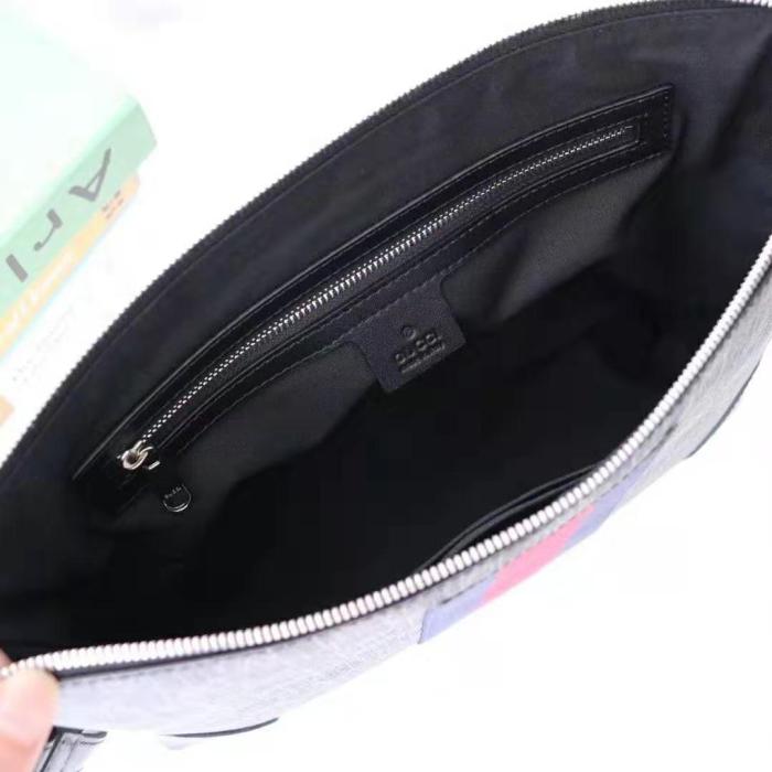 Gucci GG Men GG Black Messenger in Black/Grey GG Supreme Canvas