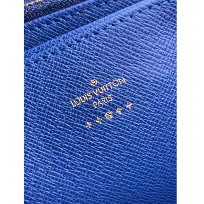 Louis Vuitton LV Unisex Zippy Wallet Purse Denim Blue GOTS Certified Cotton Monogram Denim