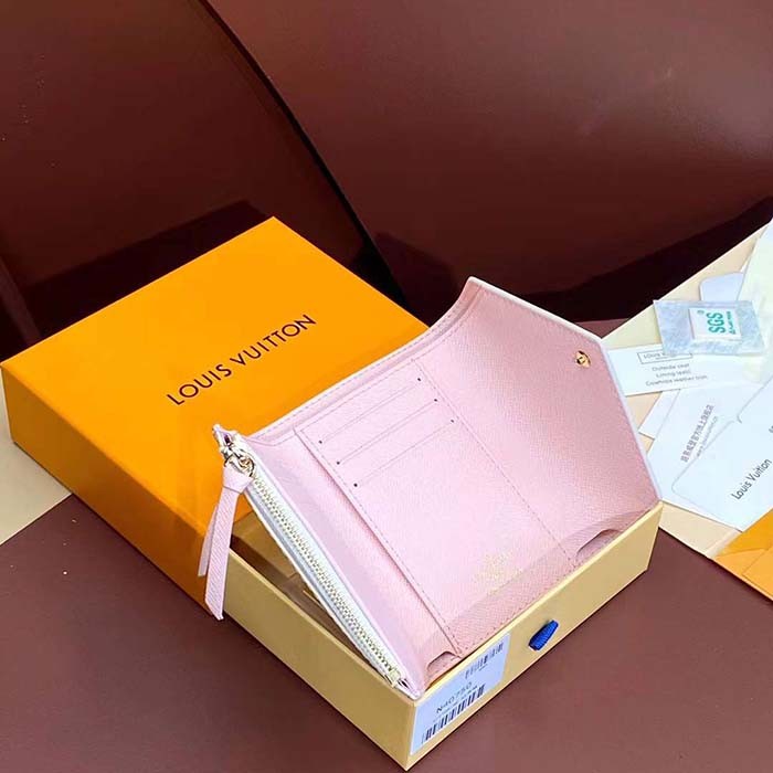 Louis Vuitton LV Unisex Victorine Wallet Peach Pink Damier Coated Canvas N40638
