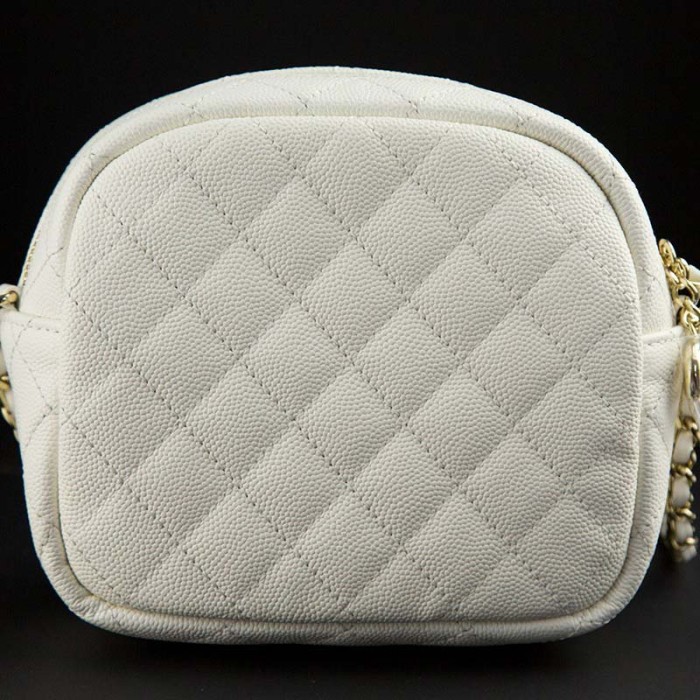 Chanel Women Vanity Case in Grained Calfskin Leather-White