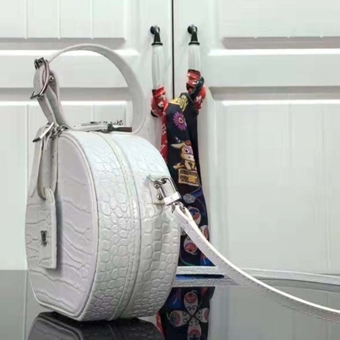 Louis Vuitton LV Unisex Petite Boite Chapeau Latte Matte Alligator Leather