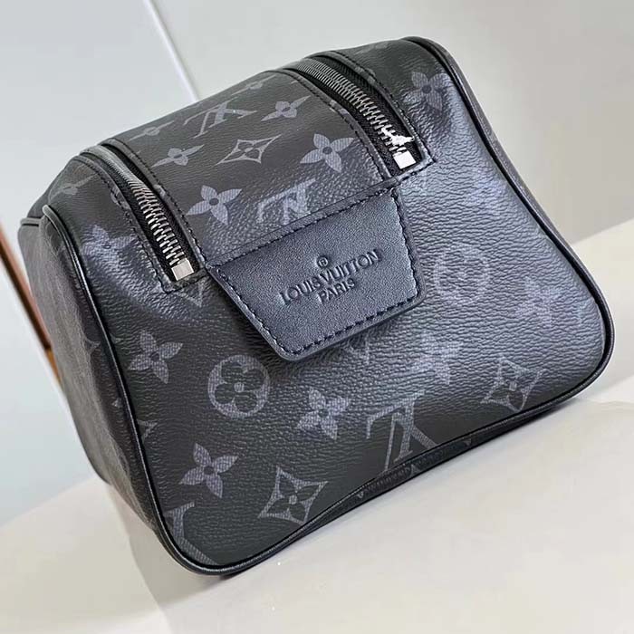Louis Vuitton LV Unisex Dopp Kit Monogram Eclipse Coated Canvas Washable Textile Lining