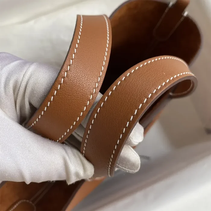 Hermes Women In the Loop 18 Handbag Clemence Leather-Brown/Silver