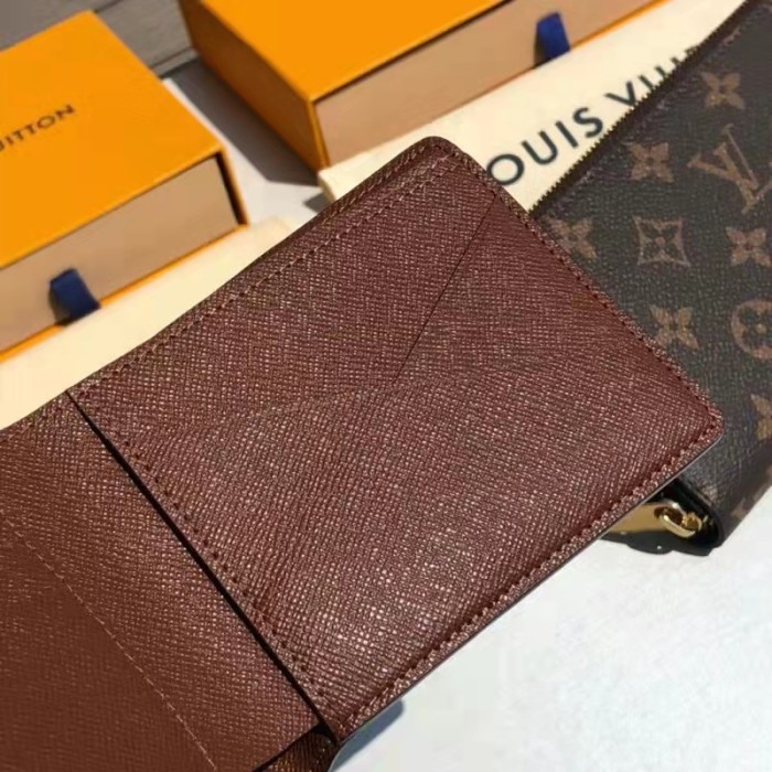 Louis Vuitton LV Unisex Multiple Wallet Brown Coated Canvas Cowhide Leather