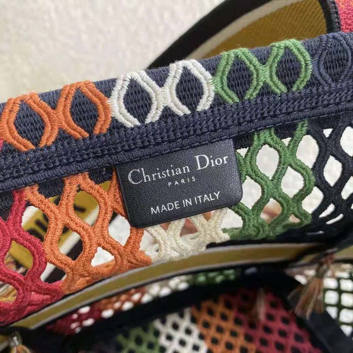 Dior Women D-Bubble Bucket Bag Multicolor Mesh Embroidery