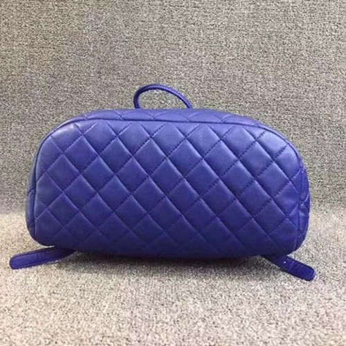 Chanel Women Backpack in Embossed Diamond Pattern Goatskin Leather-Purple