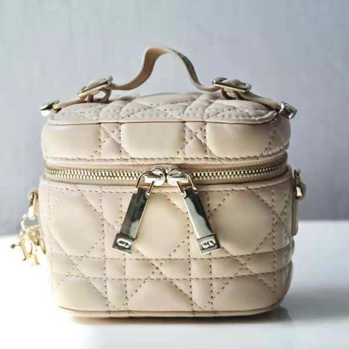 Dior Women Micro Lady Dior Vanity Case Cannage Lambskin-Beige