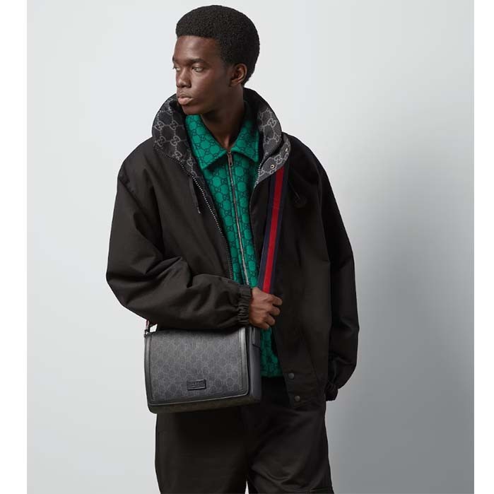 Gucci GG Unisex Ophidia GG Crossbody Bag GG Black Supreme Canvas Leather