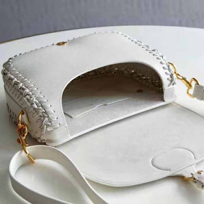 Dior Women Medium Dior Bobby Bag Grained Calfskin with Whipstitched Seams-White