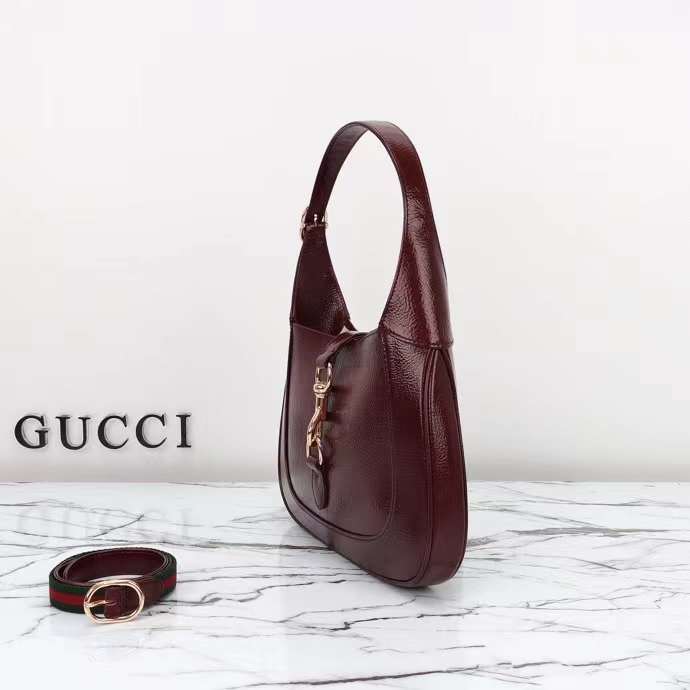 Gucci Women GG Jackie Small Shoulder Bag Rosso Ancora Red Patent Leather